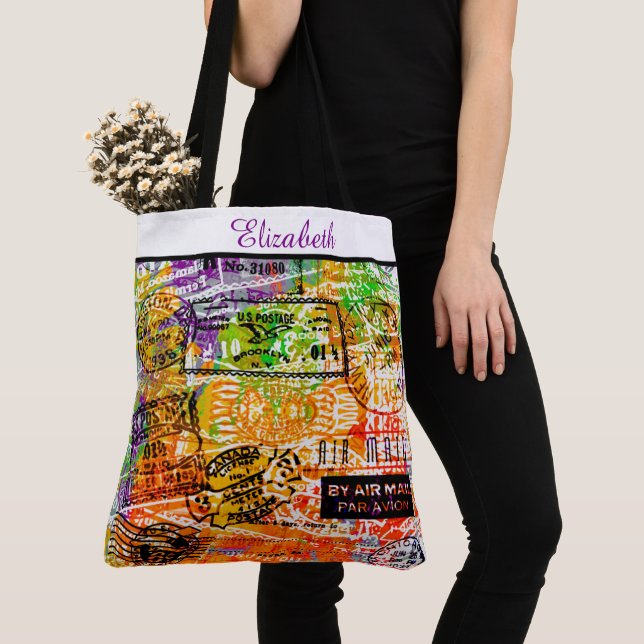 Tote Bag Collage personnalisé du cachet postal (De près)