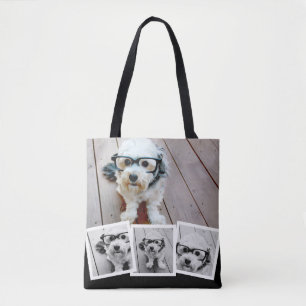 Tote Bag Collage photo 4 tendance noir blanc