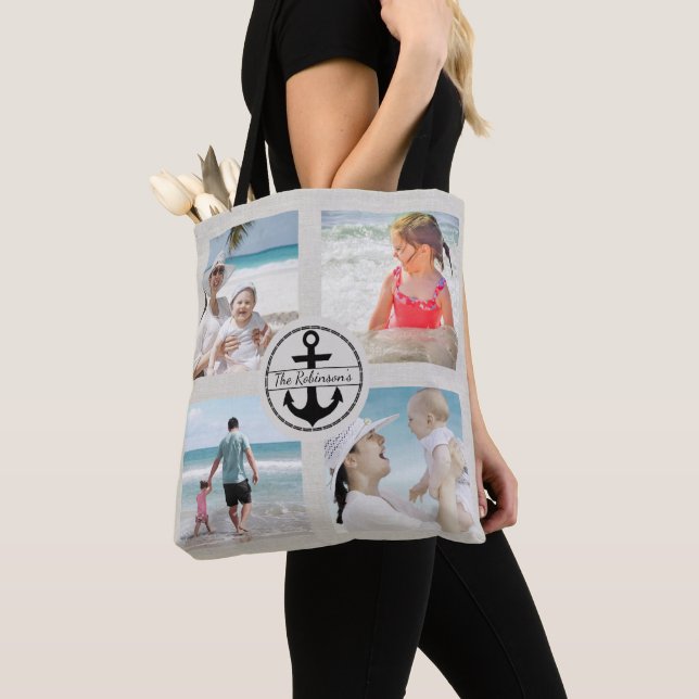 Tote Bag Collage photo d'Ancre personnalisée (De près)
