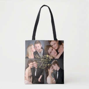 Tote Bag Collage photo élégant de la Saint-Valentin en or