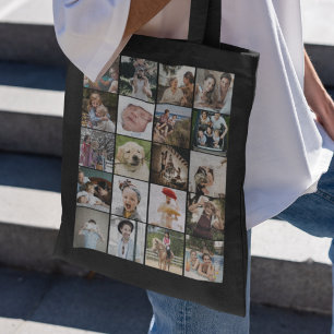 Tote Bag Collage photo élégant recto-verso de 20 photos