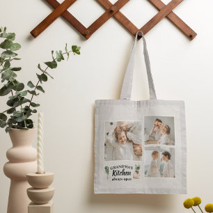 Tote Bag Collage Photo & Grand-Mère Cuisine Toujours Ouvert