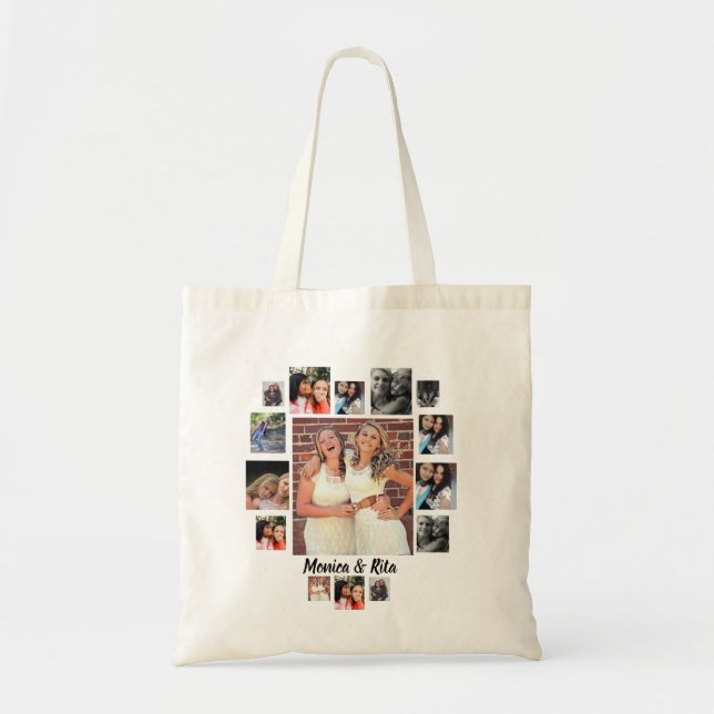 Tote Bag Collage photo personnalisé des meilleurs amis 15 (Devant)
