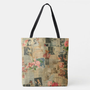 Tote Bag Collage rustique Vintage de journaux (2)