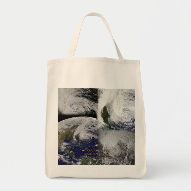 Tote Bag Collage satellite Vue de l'ouragan Sandy (Devant)