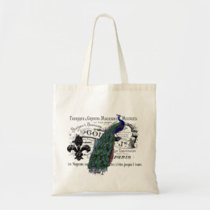 Tote Bag Collage vintage de paon