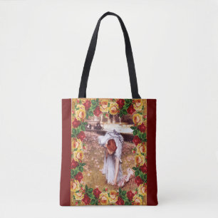 Tote Bag Collage vintage Retro avec dentelle et fleurs