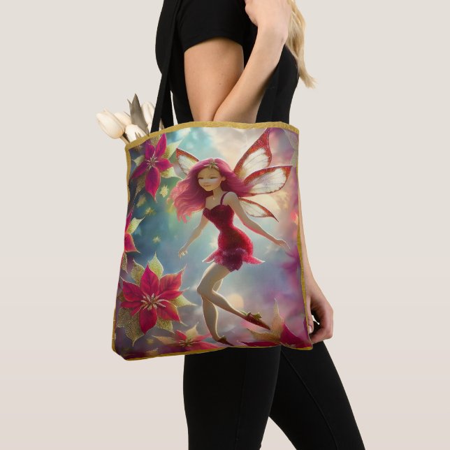 Tote Bag Collection de fées de Noël - Cheveux rouges Roses (De près)