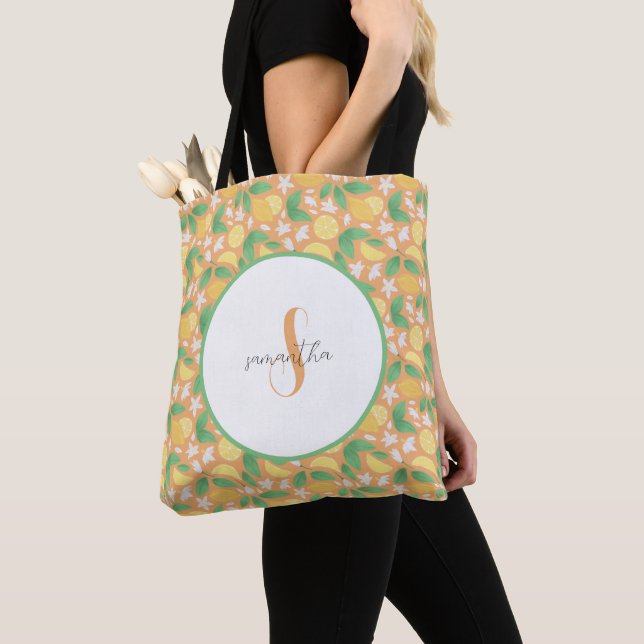 Tote Bag Collection de Motifs de paniers de fruits - Citron (De près)