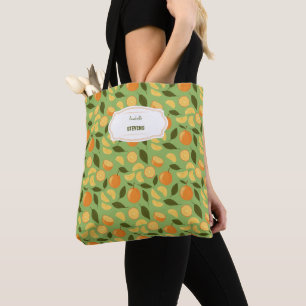 Tote Bag Collection de Motifs de paniers de fruits - Orange