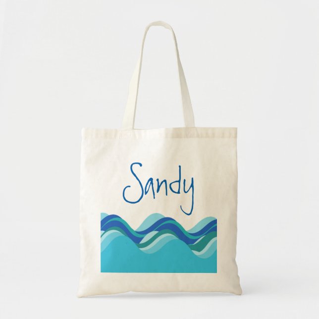 Tote Bag Collection de plage : Vague nommée faite sur (Devant)