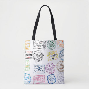 Tote Bag Collection de timbres de passeport isolés sur blan
