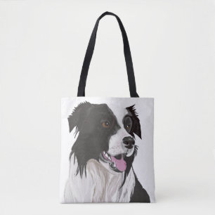 Tote Bag Collie Bordure noire et blanche