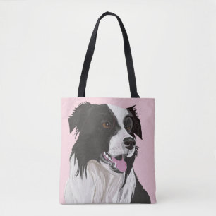 Tote Bag Collie Bordure noire et blanche