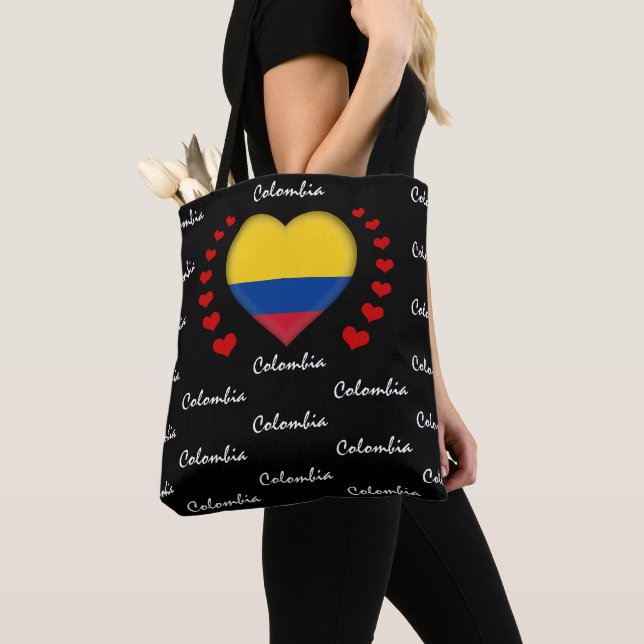 Tote Bag Colombie Drapeau et coeur du drapeau colombien mod (De près)