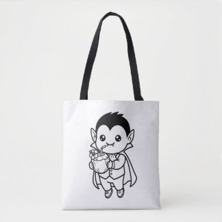 Tote Bag Color Your Own Kawaii Vampire Tropical Coconut