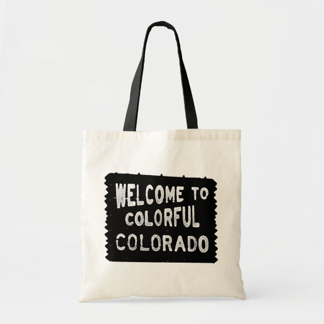 Tote Bag Colorado coloré noir signe d'accueil (Devant)