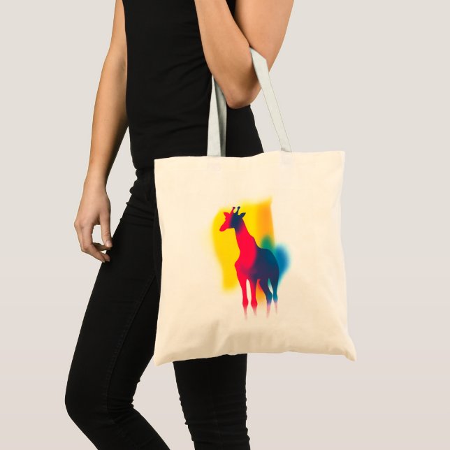 Tote Bag Coloré Abstrait Spray Peinture Giraffe Silhouette (Devant (produit))