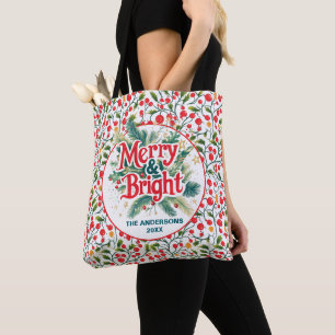 Tote Bag Coloré Élégant Noël Rouge White Party cadeau