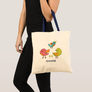 Tote Bag Coloré mignon Oiseaux Whimsical Trio