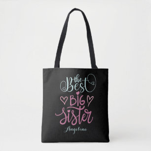 Tote Bag Coloré Moderne La Meilleure Grande Main Soeur Lett
