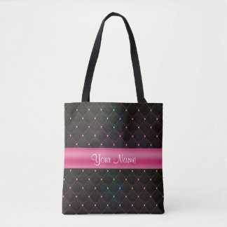 Tote Bag Coloré noir rose piqué chic personnalisé