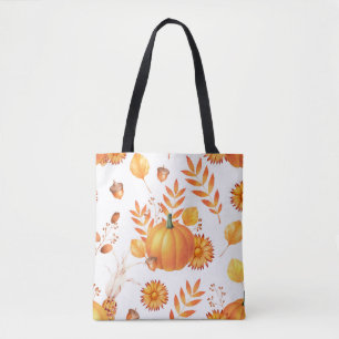 Tote Bag Coloré Octobre Citrouille Automne Motif
