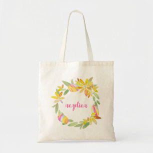 Tote Bag Coloré Pastel Floral Wreath Chasse aux oeufs de Pâ