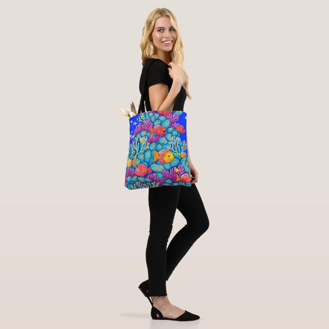 Tote Bag Coloré sous-marin Coral Reef Motif sans couture (Sur le modèle)