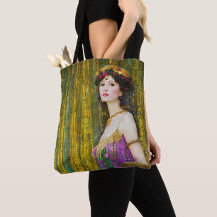 Tote Bag Coloré style Klimt Collage Portrait de femme