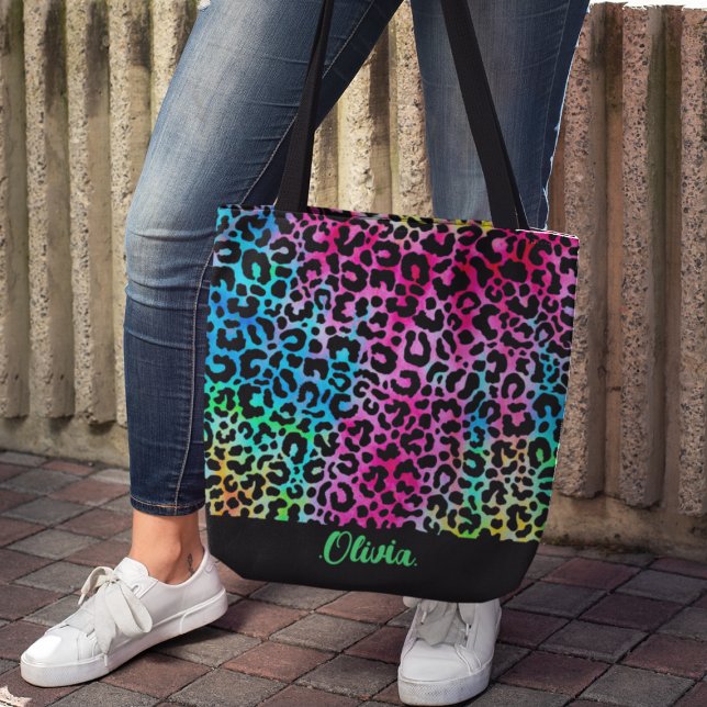 Tote Bag Coloré Stylish Léopard Texture Neon Feminine (Créateur téléchargé)