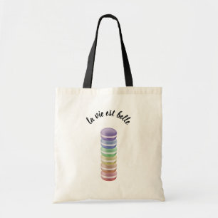 Tote Bag Colorful stack of sweet macarons: la vie est belle