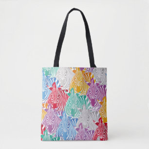 Tote Bag Colorful zebra seamless pattern. Wild animal textu