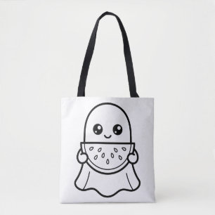 Tote Bag Coloriez Votre Propre Fantôme Kawaii Pastèque Été
