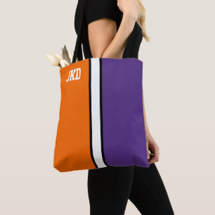 Tote Bag Coloris de collège Orange et violet Monogramme