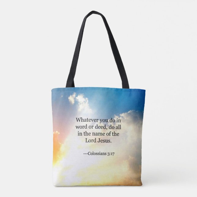 Tote Bag Colossien 3:17, Écriture biblique chrétienne (Dos)