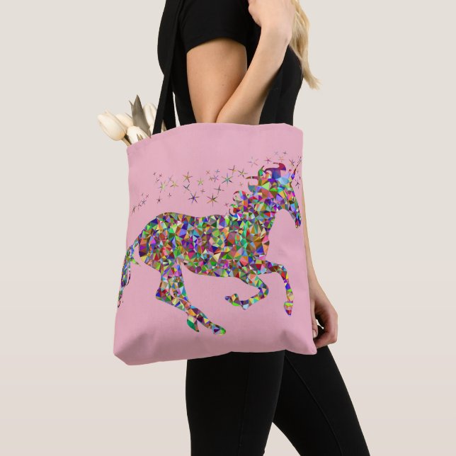 Tote Bag Colourful Unicorn Pink Gift Bag Large (Close Up)
