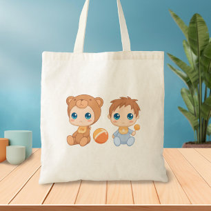 Tote Bag Combinaison pour jumeaux garçon ours