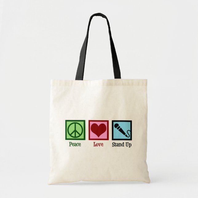 Tote Bag Comédien Peace Love Stand Up Comedy Club (Devant)