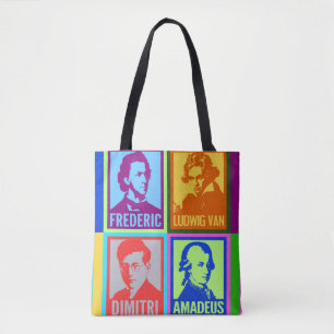 Tote Bag Compositeurs Pop Art coloré