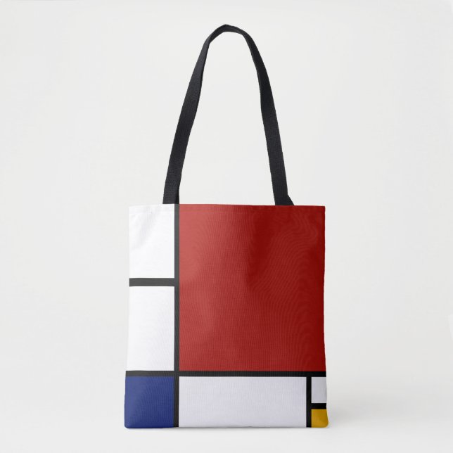Tote Bag Composition II en Mondrian en rouge, bleu, et le (Devant)