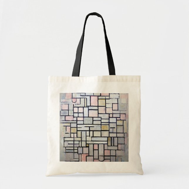 Tote Bag Composition rose et gris, Mondrian (Devant)