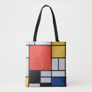 Tote Bag Composition Rouge, Jaune, Bleu, Noir, Mondrique