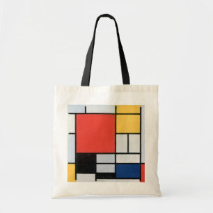 Tote Bag Composition Rouge, Jaune, Bleu, Noir, Mondrique