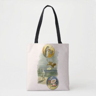 Tote Bag Comptine de Mère l'Oye vintage Hey Diddle