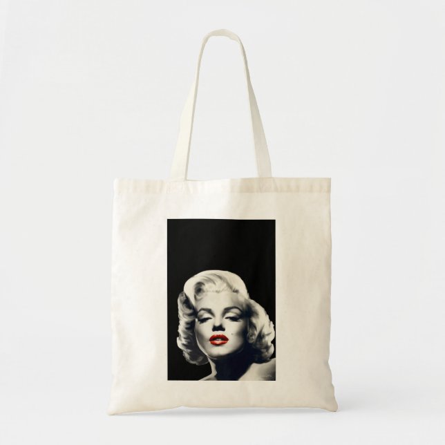 Tote Bag CON24BW-V4 lèvres rouges Marilyn DANS BLACK.tif (Devant)