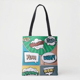 Tote Bag concept créatif Abstrait comic pop art style blan