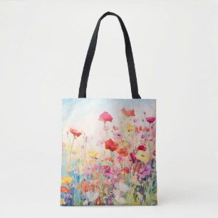 Tote Bag Concept de pavot à fleurs sauvages Art coloré Abst