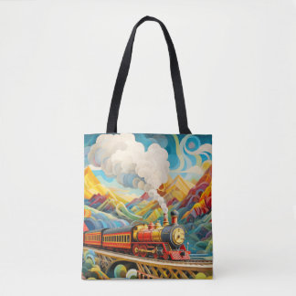 Tote Bag Concept de train de locomotives Abstrait paysage c