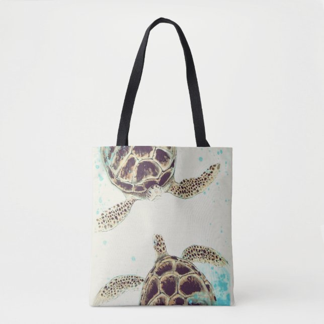 Tote Bag Concepteur d'amour de tortue de mer d'aquarelle (Devant)